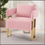Chaise d'appoint rembourrée 2 pièces en velours avec pieds en métal doré pour salon, vestiaire et bureau