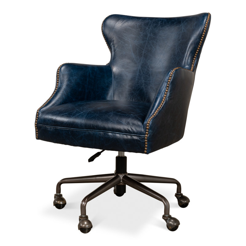 McKellen Leather Swivel Executive Chair, Chateau Blue