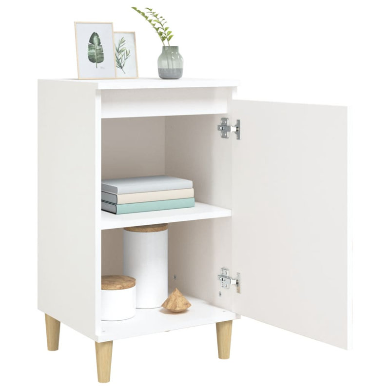 Lacoria 40cm W Bedside Table, Beige, Brown Oak