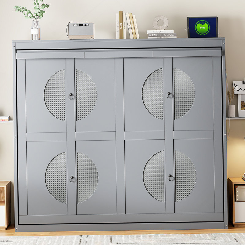 Lit escamotable double pleine grandeur, gris, Gris, Double