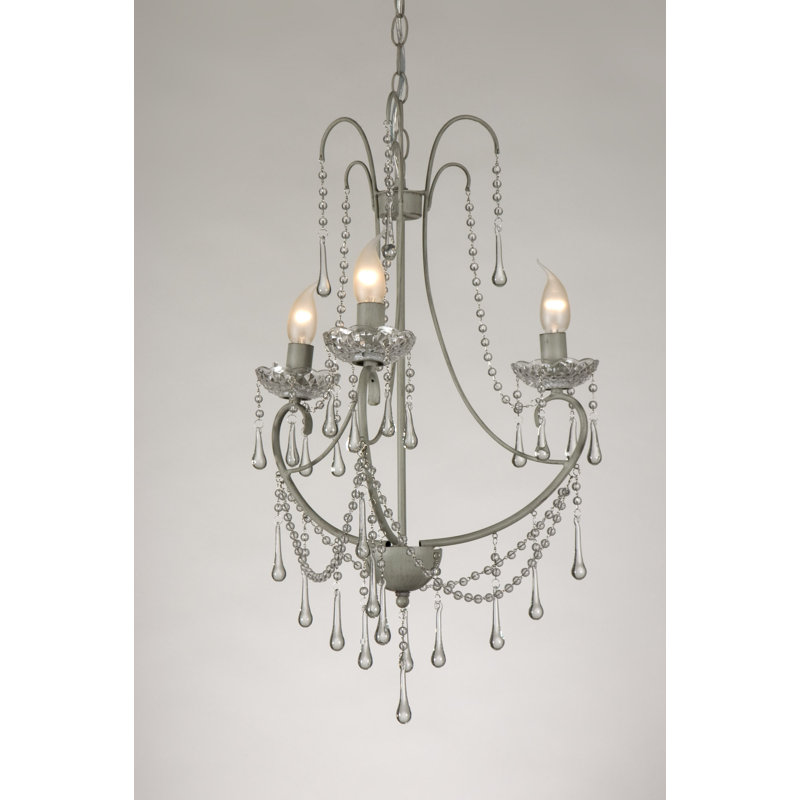 3 - Light Candle Style Chandelier, Grey Taupe