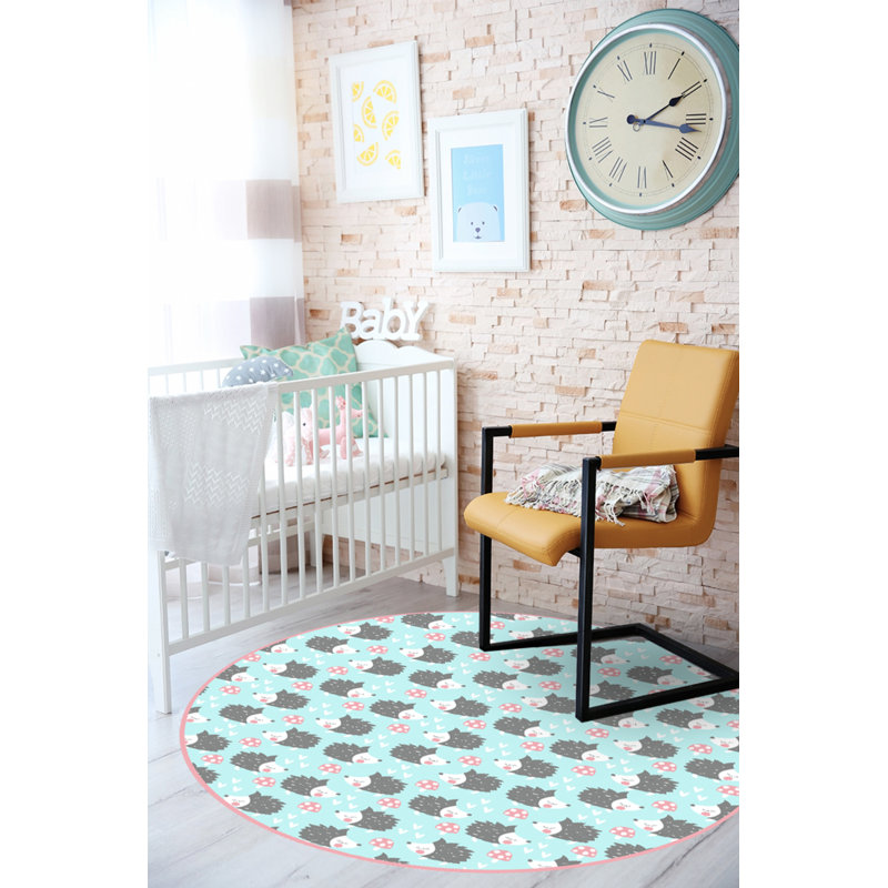 Alcinda Vinyl Machine Printed Area Rug, Round 120cm