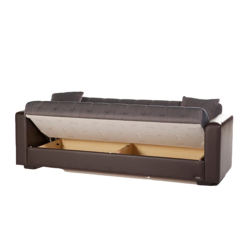 Canapé-lit rembourré Naquanda, Polyester à 100 % de couleur brune
