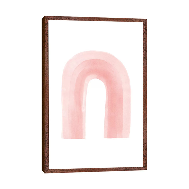 Boho Pink Rainbow by Nouveau Prints - Painting on Canvas, Classic Brown Wood Framed, 101.6cm H x 66.04cm W x 3.81cm D