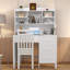 Ensemble de bureau de direction et fauteuil rembourré avec huche et tiroirs-233607532