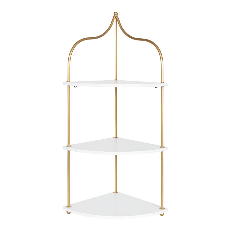 Corner Shelf, White/Gold