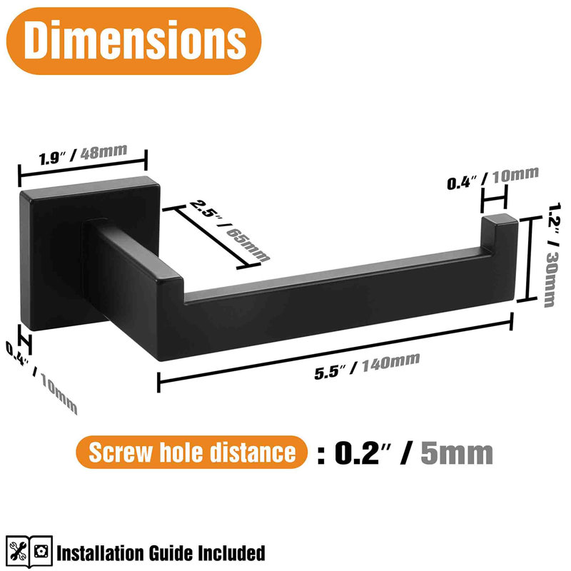 Eckart Wall Mounted Toilet Paper Holder, Black