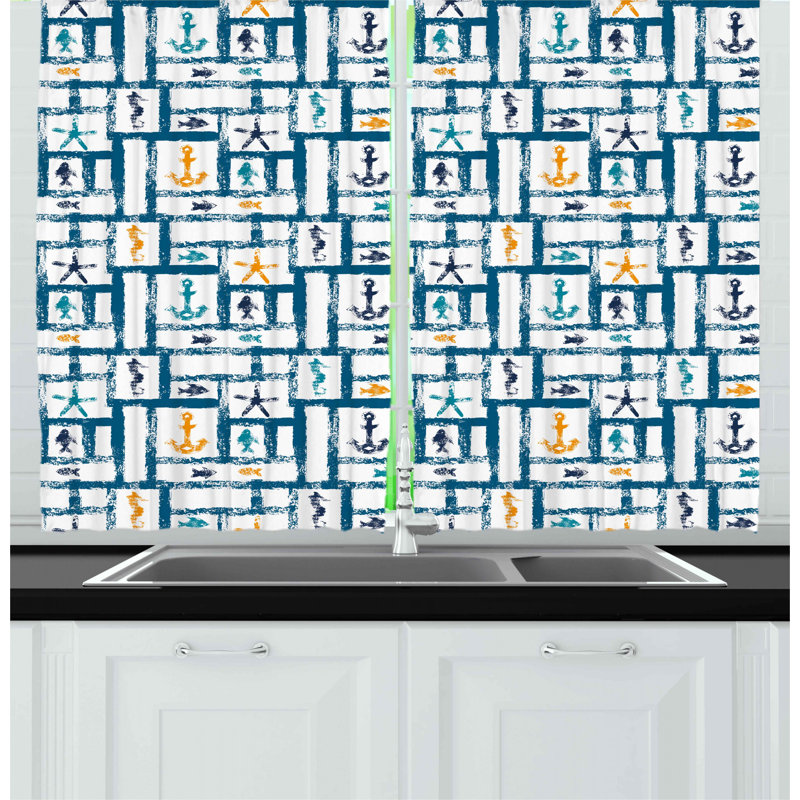 No Pattern and Not Solid Color Pointed Kitchen Curtain