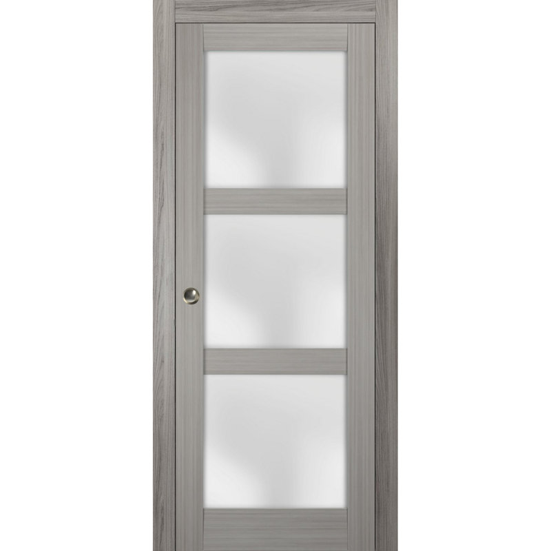 Porte de placard en verre givré Lucia, 32 po x 96 po, Bois de frêne gris