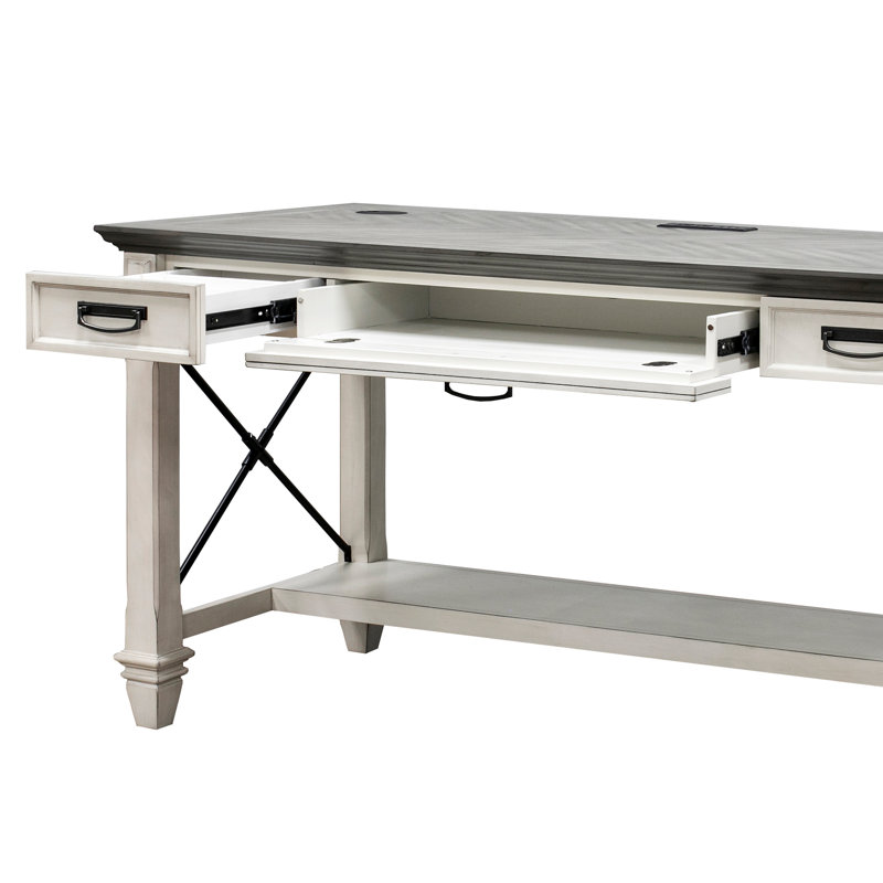 Biarni Writing Desk with Power Outlet, White
