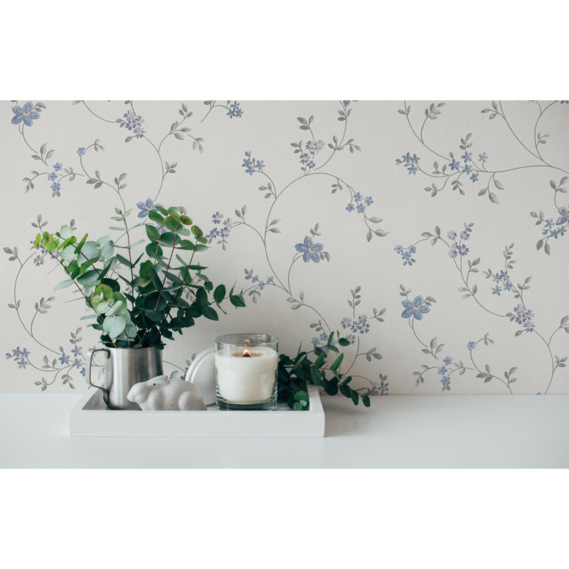Maison Charme Petit Floral Motif 10.05m x 53cm Wallpaper Roll, Grey