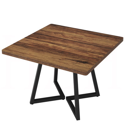 Table de salle à manger carrée pour 2 à 4 personnes, table de cuisine industrielle brun rustique avec cadre en métal noir, table de salle à manger de petit espace pour appartement, coin repas ou bureau, table seulement