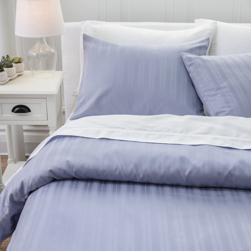 Ensemble de housse de couette en coton Egan, Housse de couette double / grand et 2 taies décor, Bleuet des champs