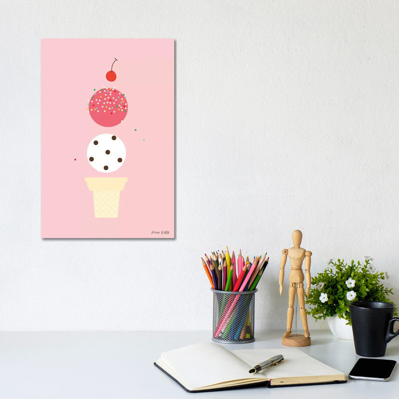 Ice Cream And Cherry II by Ann Kelle - Wrapped Canvas Gallery-Wrapped Canvas Giclée, 20.32 cm H x 30.48 cm W