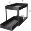 Under Sink Organizer 2 Pack, Bathroom Cabinet Organizer, 2 Tier Sliding Cabinet Basket Organizer Drawer, Multi-Purpose Bath Collection Baskets For Bathroom (Black)