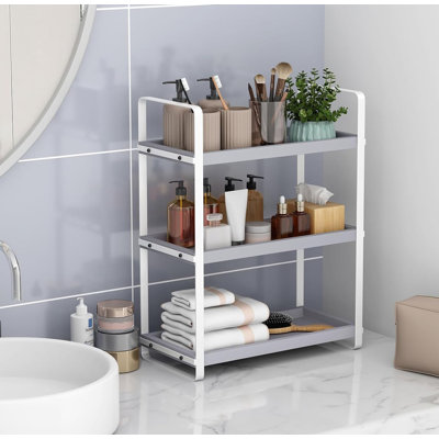 3 Tier Grey Bathroom Counter Organizer,Countertop Storage,Makeup Shelf