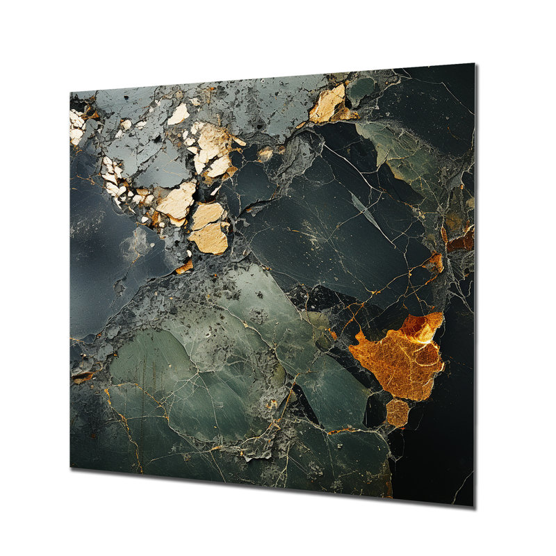 Décoration murale en marbre doré et vert Terrazzo II - marbre, H 36 po x l 36 po