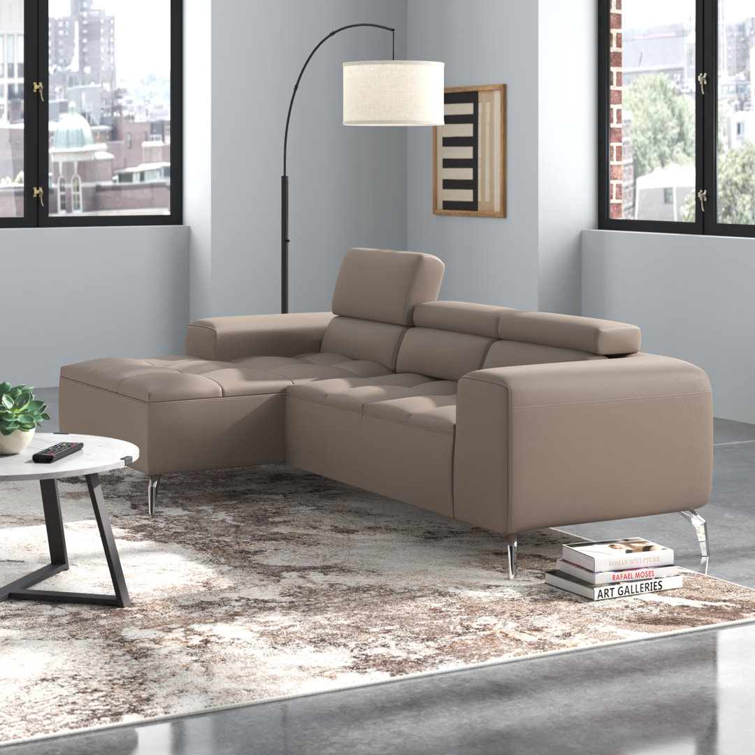 Blairsden 98.8" Wide Genuine Leather Sofa & Chaise Wade Logan® 