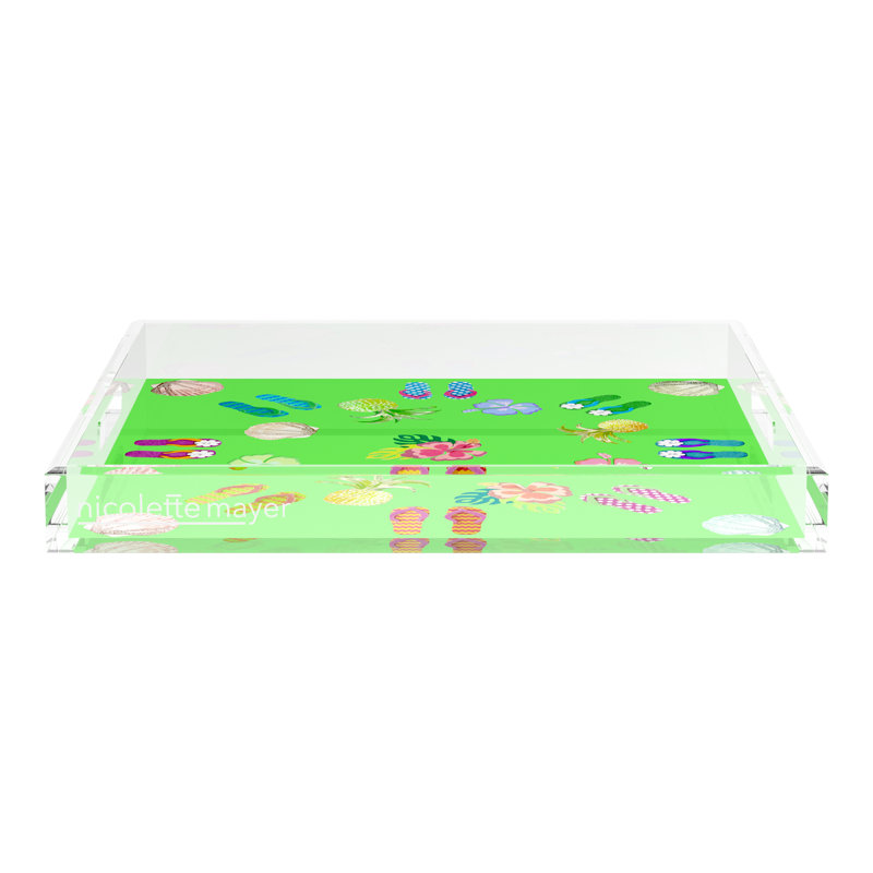Winter in Florida Acrylic Square Decorative Tray, Bright Green, 18"W x 18"D x 2"H