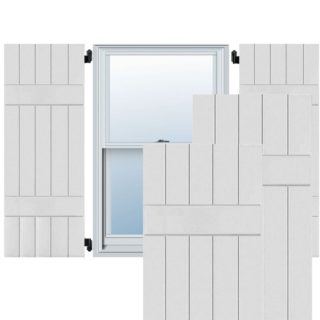 Exterior Five Board (2 Batten) Real Wood Pine Board-n-Batten Shutters (Per Pair) (Set of 2) Ekena Millwork 