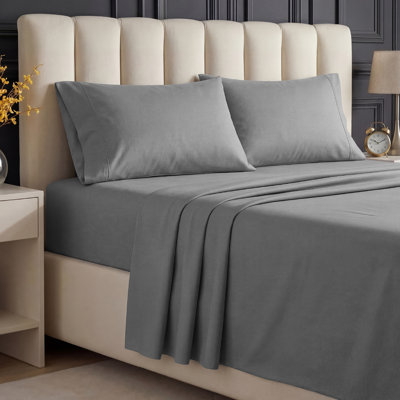 Beddora Queen Size Bed Sheet Set in Grey – 4-Piece Ultra-Soft Microfiber Sheets, Deep Pocket, Wrinkle-Free – Easy Care, Hotel Luxury Bedding for Queen Beds