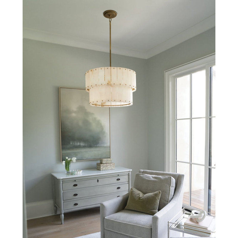 Simone 6 - Light Steel Dimmable Drum Chandelier