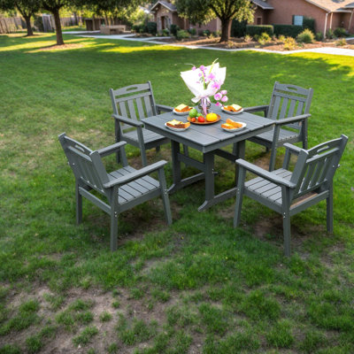 Durable Hdpe Patio Dining Set, Modern Style For Outdoor Entertaining