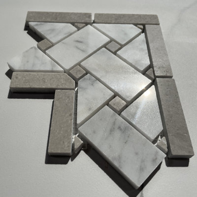 6" x 5" Marble Pinwheel Mosaic Wall & Floor Tile