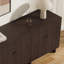 Buffet à portes vitrées de 80 cm de large avec tablette réglable et fini grain de bois (ensemble de 4), noyer brun-614621085