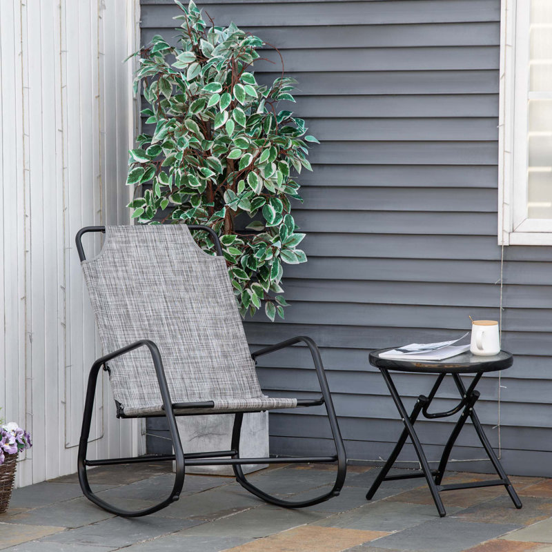 Chaise berçante d'extérieur en métal Mandy, Gris