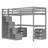 Space Saving Beds Twin Wood Loft, Modern Gray Study Home Storage