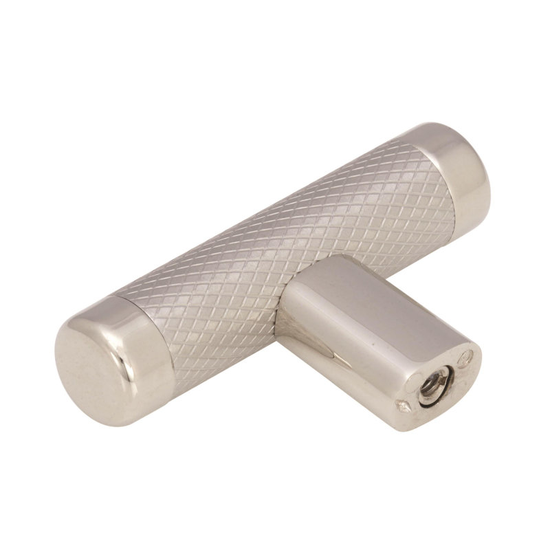 Polished Nickel T-Handle Cabinet Knob with Mounting Hardware