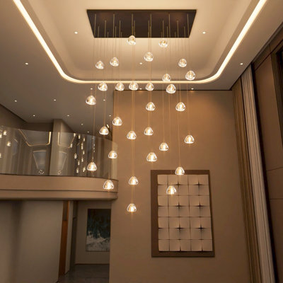 30-Light Rectangular Dimmable Crystal Led Chandelier Adjustable Long Lights
