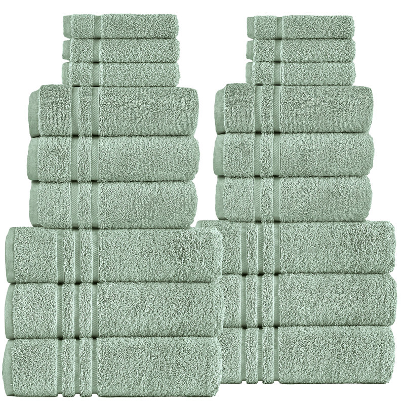 Ensemble de 18 serviettes de bain 18 pièces, Vert clair