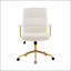 Chaise de bureau Textu Boucle en tissu et or, réglable en hauteur avec accoudoirs rembourrés pour un confort ultime-75408928