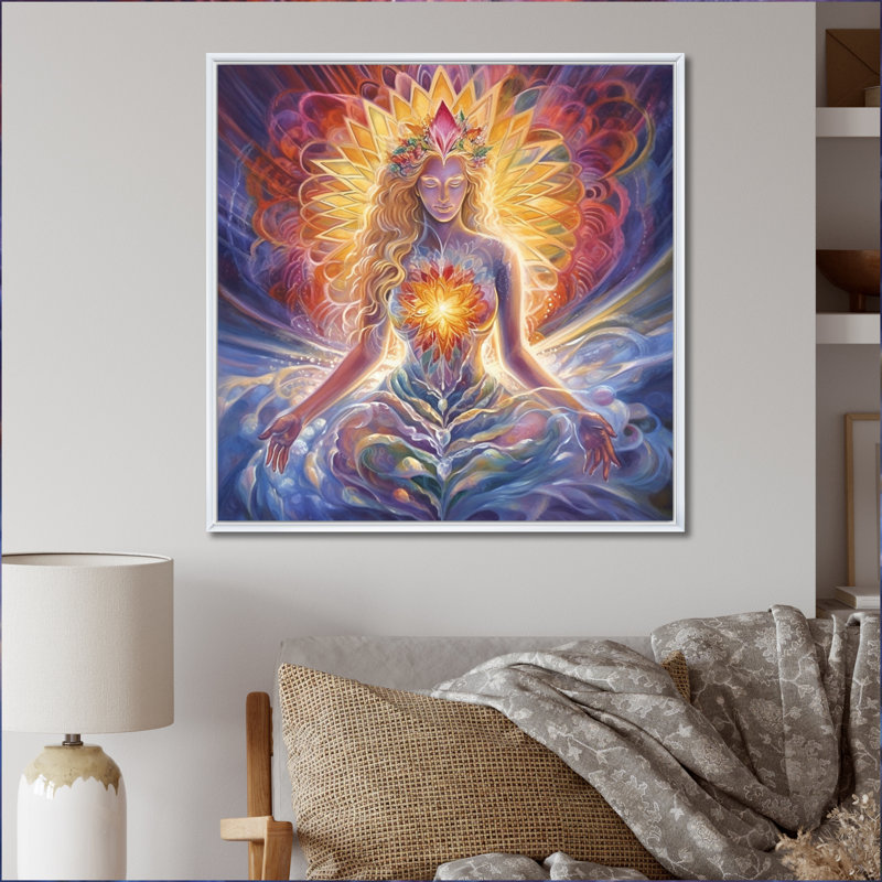 "Divine Goddess Incantations I", reproduction sur toile, H 36 po x l 36 po x P 1,5 po, Cadre flottant blanc