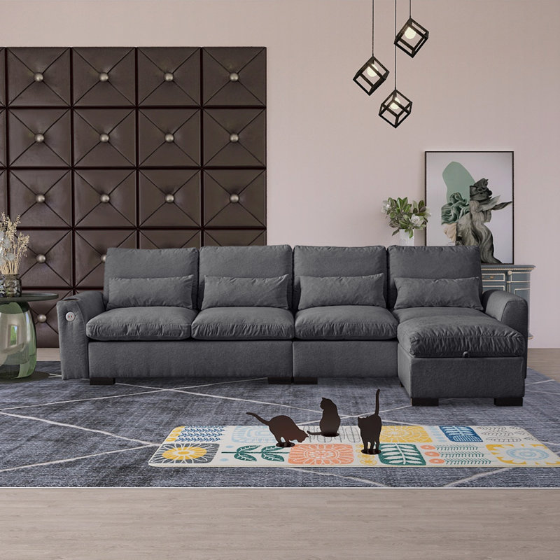 Canapé modulaire 3 pièces Billingham, Chenille gris foncé