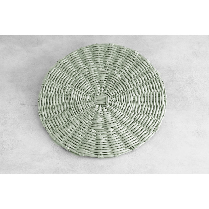 Vida Faux Wicker Round Placemats, Sage