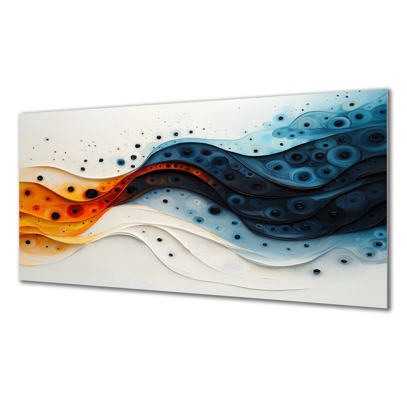 «Orange» et «Sprial», encre rythmique orange, «I», reproduction d'art en spirale abstraite, H 28 po x l 60 po
