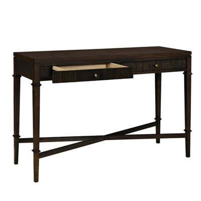 Fluted Dark Brown Console Table With 2 Function - Foyer Feature Hallway