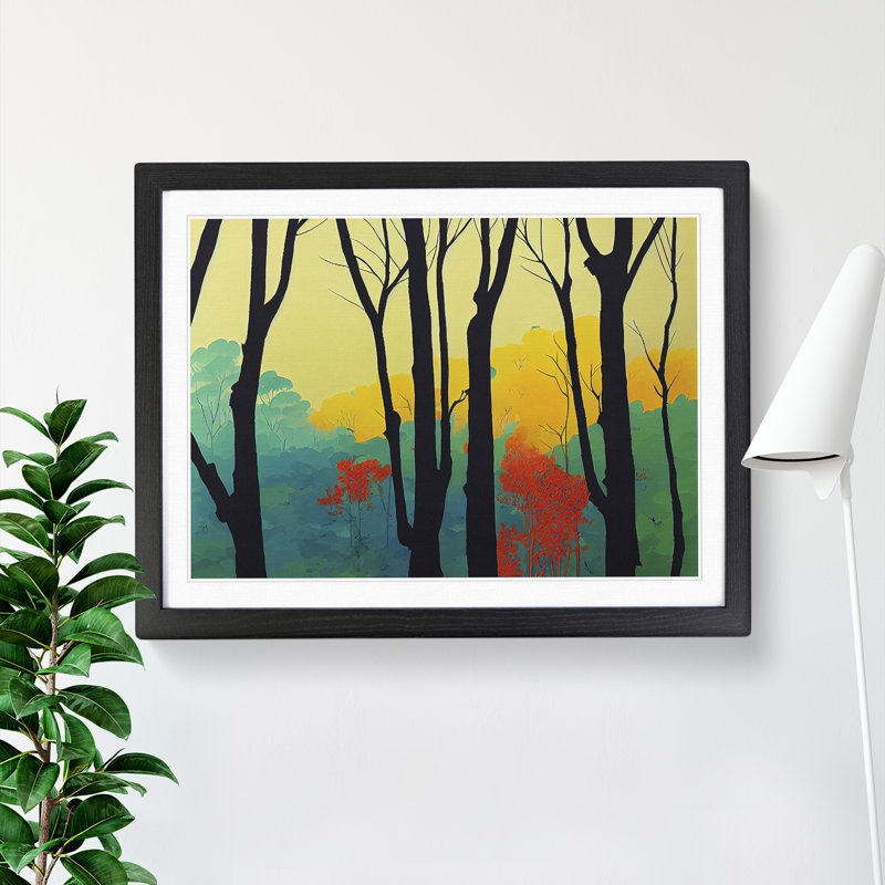 Spring Forest Art Abstract Vol.2 - Framed Print, 25cm H x 34cm W x 2cm D, Black Framed