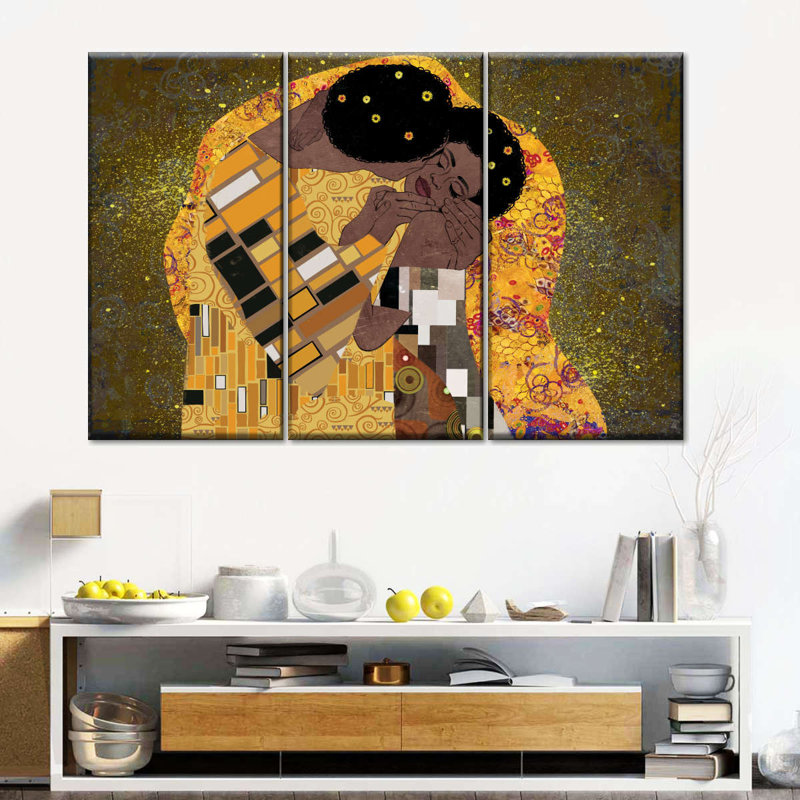 Black Couple Kiss 3 pièces, H 48 po x l 74 po x P 1,25 po
