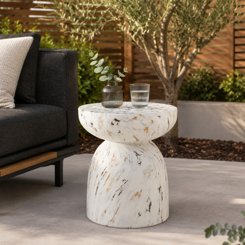 Table d'appoint sculpturale MGO avec finition en albâtre