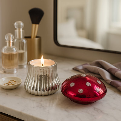 Decorative Glass Mushroom Scented Candles for Coffee Table - Modern Accent Candle for Living Room, Bedroom, or Bookshelf Decor - 6"