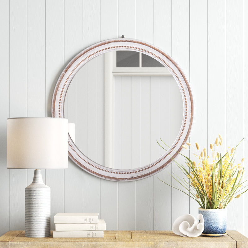 Solid Wood Circle Wall Mirror