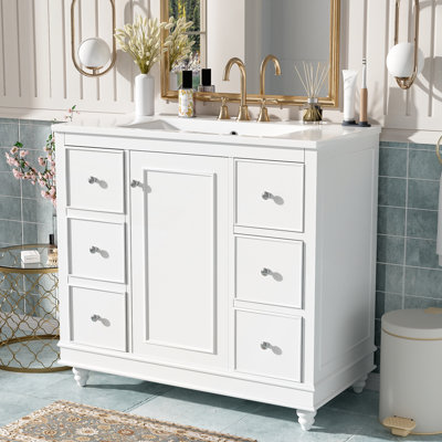 Meuble-lavabo moderne blanc avec lavabo en céramique