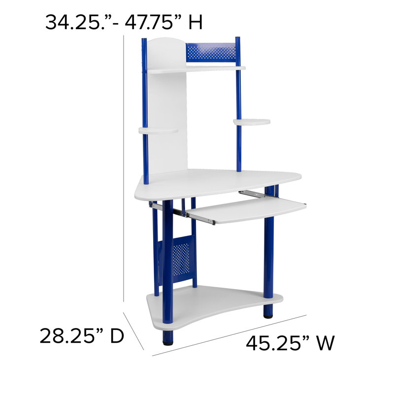 Boyden Corner Computer Desk with Hutch, Blue