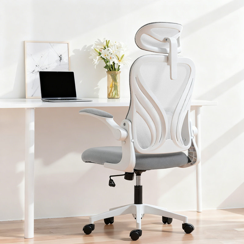 HOMCOM Ergonomic Office Chair, Computer Chair with Foldable Backrest, Grey