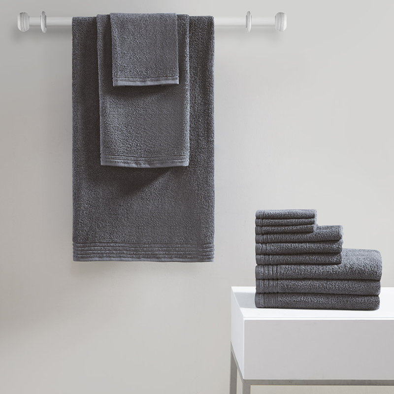 Big Bundle Big Bundle 100% Cotton Quick Dry 12 Piece Bath Towel Set, Gray