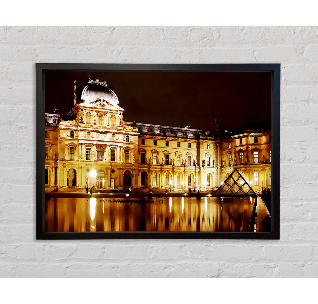 Paris The Louvre Lights At Night - Einzelbildrahmen Kunstdrucke auf Leinwand